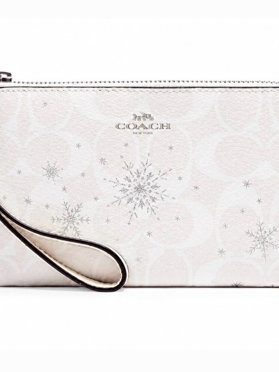 Coach Handbags - COACH C1862 Corner Zip Wristlet in Snowflake Signature❄️